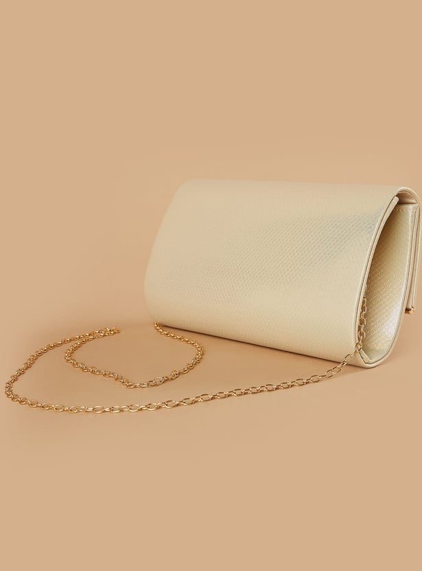 CODE Textured Clutch with Sling Strap