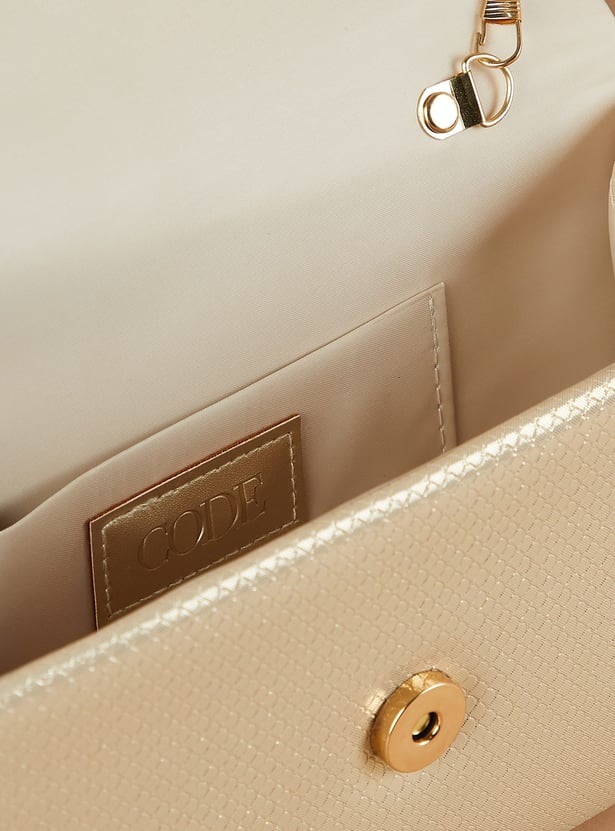 CODE Textured Clutch with Sling Strap