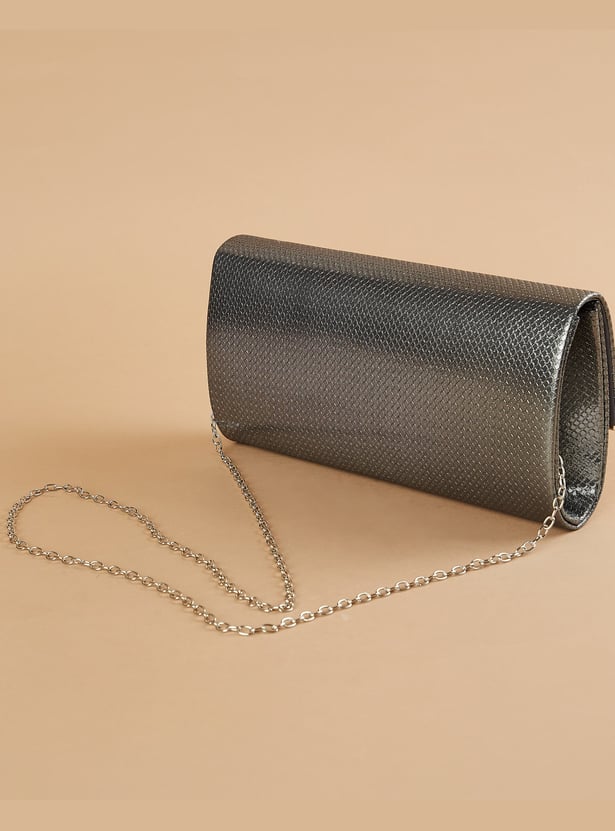 CODE Textured Clutch with Sling Strap