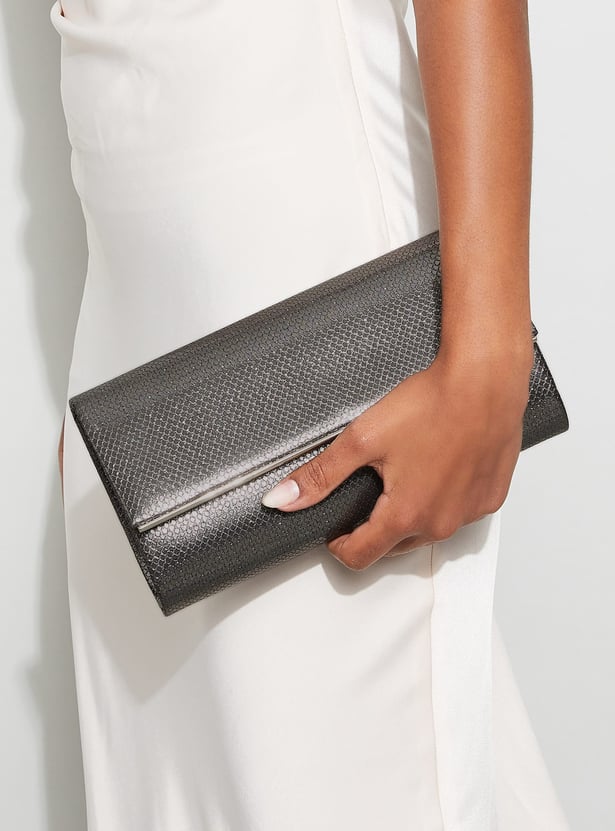 CODE Textured Clutch with Sling Strap