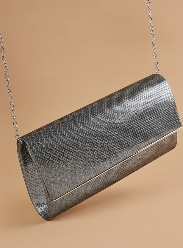 CODE Textured Clutch with Sling Strap