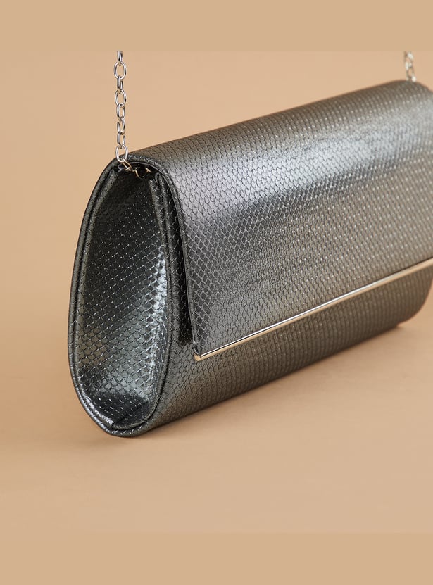 CODE Textured Clutch with Sling Strap
