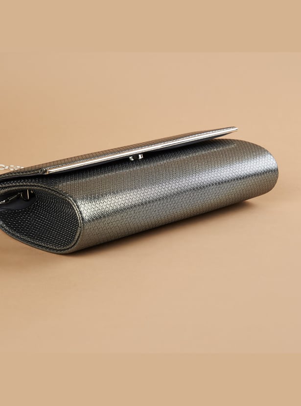 CODE Textured Clutch with Sling Strap