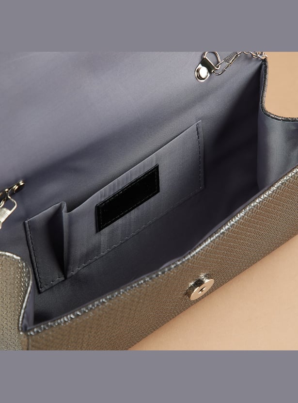 CODE Textured Clutch with Sling Strap