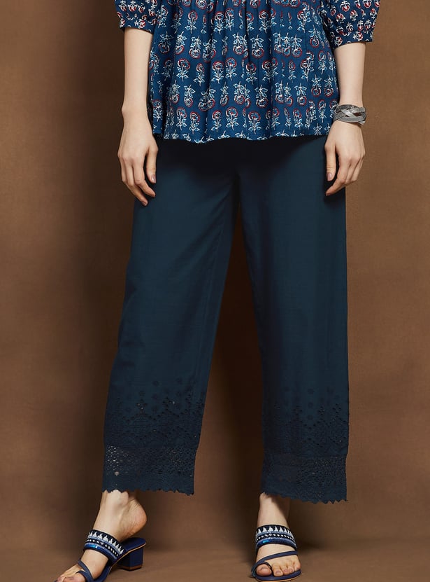MELANGE Lace Hem Palazzos