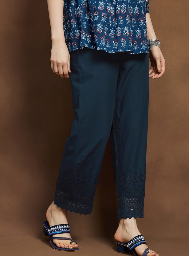 MELANGE Lace Hem Palazzos