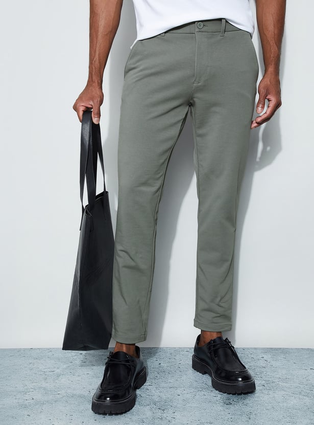 CODE Solid Slim Tapered Trousers