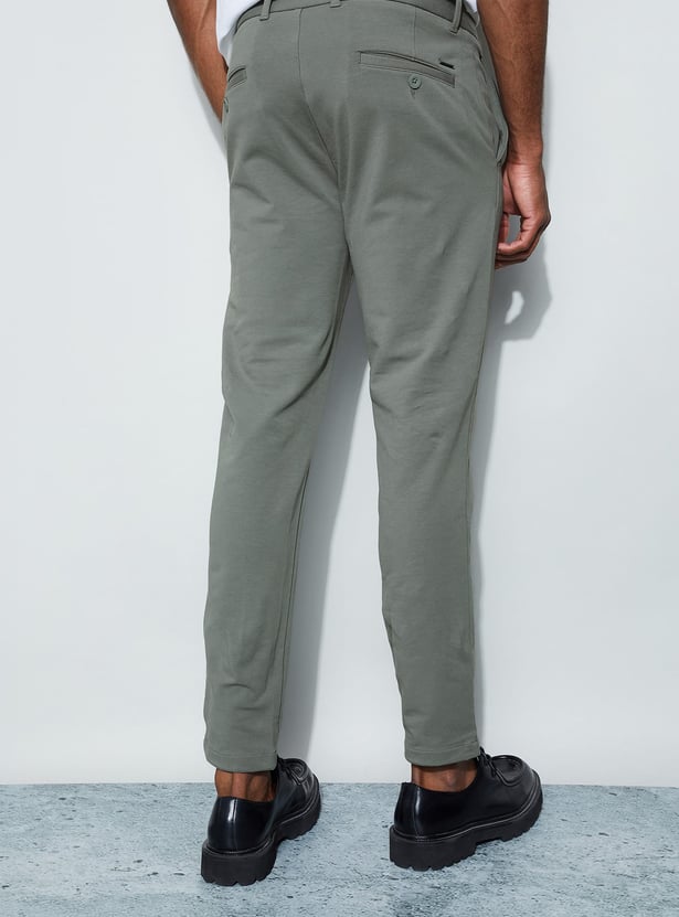 CODE Solid Slim Tapered Trousers