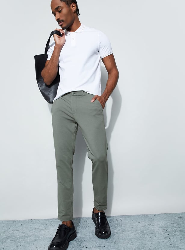 CODE Solid Slim Tapered Trousers