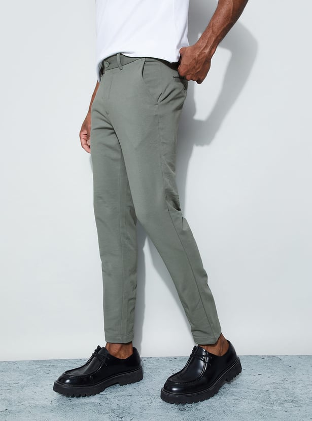CODE Solid Slim Tapered Trousers