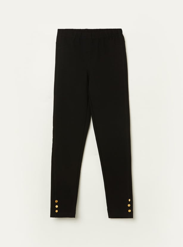 FAME FOREVER Girls Leggings with Button Accents