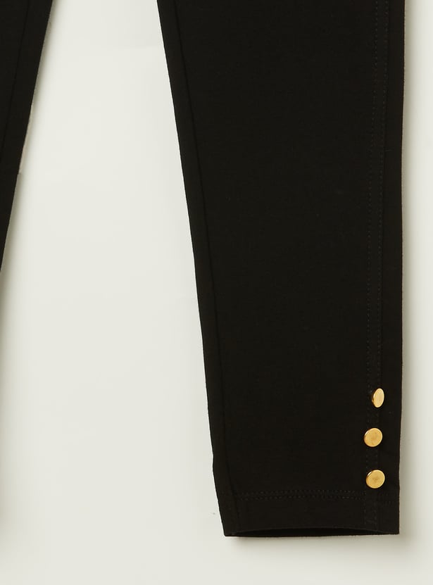 FAME FOREVER Girls Leggings with Button Accents