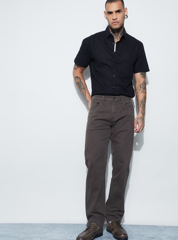 FAME FOREVER Solid Slim Fit Shirt