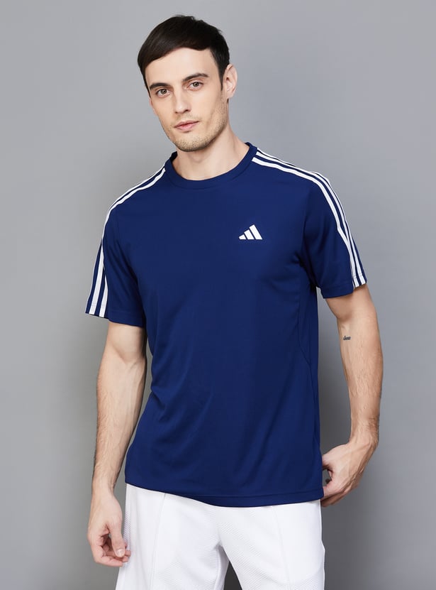 ADIDAS Men Striped Regular Fit T-shirt