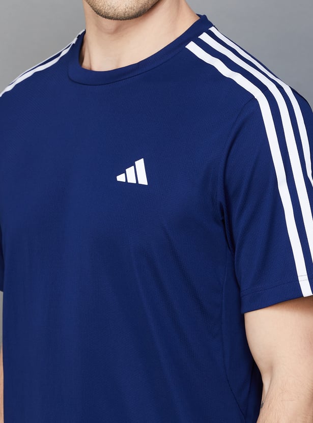 ADIDAS Men Striped Regular Fit T-shirt