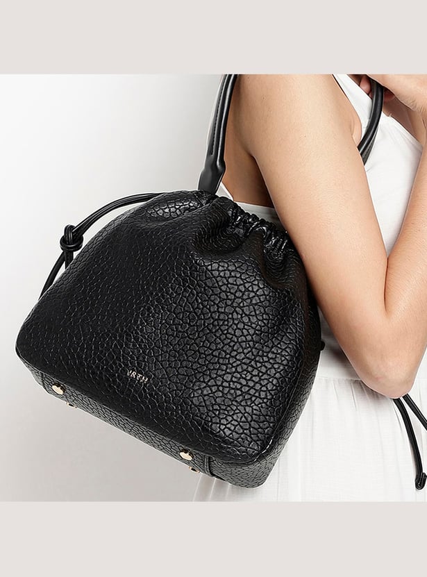 IRTH Textured Drawstring Shoulder Bag