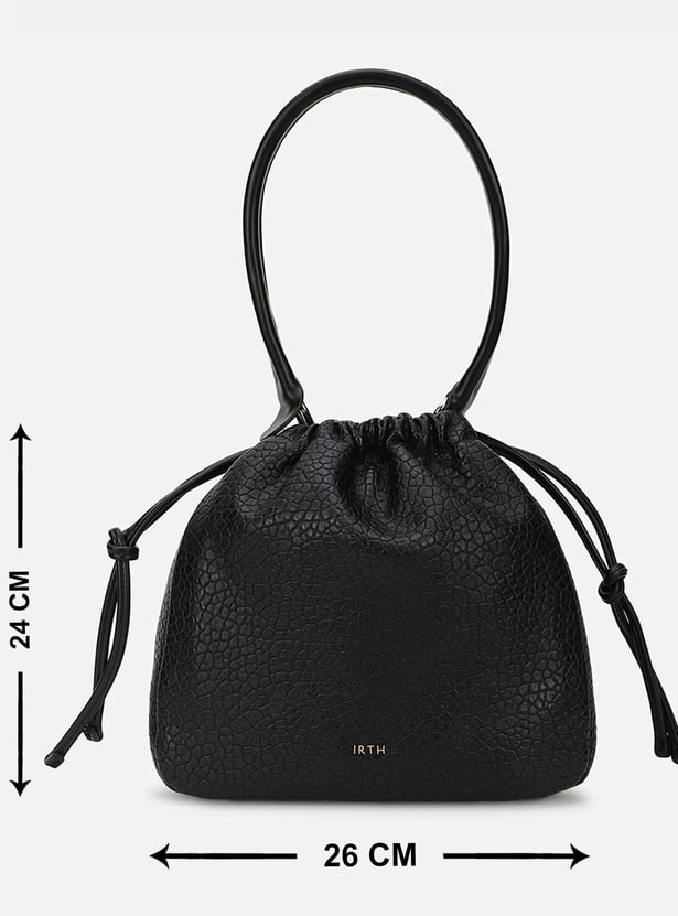 IRTH Textured Drawstring Shoulder Bag