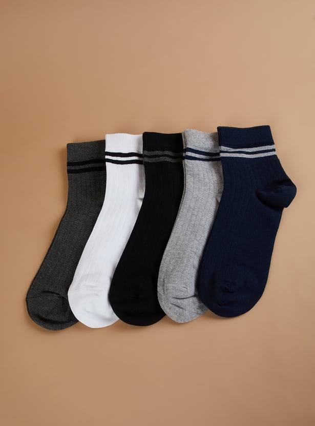 CODE Striped Ankle Length Socks - Pack of 5