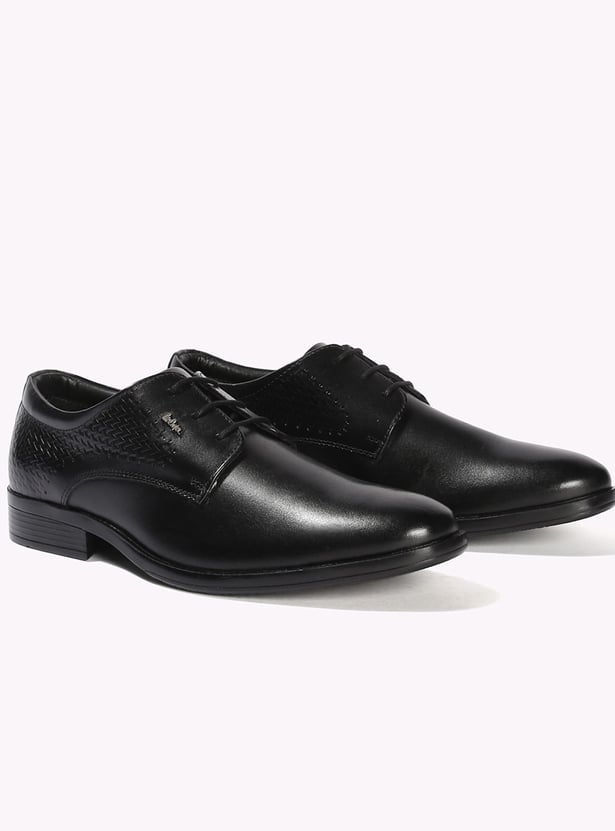 LEE COOPER Chevron Patterned Leather Derby Shoes