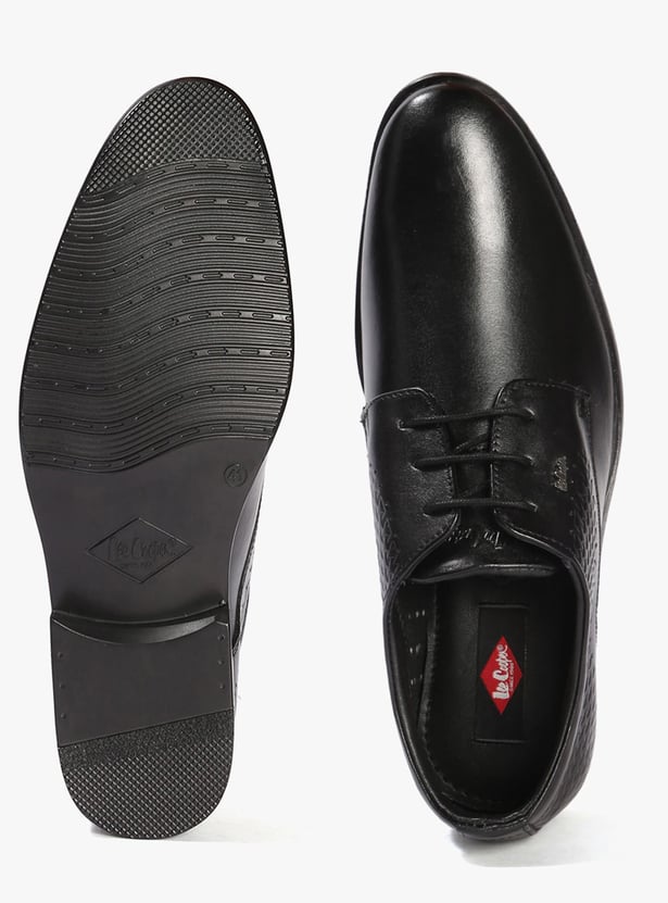 LEE COOPER Chevron Patterned Leather Derby Shoes