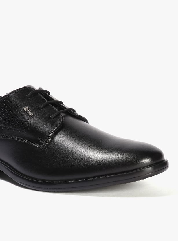 LEE COOPER Chevron Patterned Leather Derby Shoes