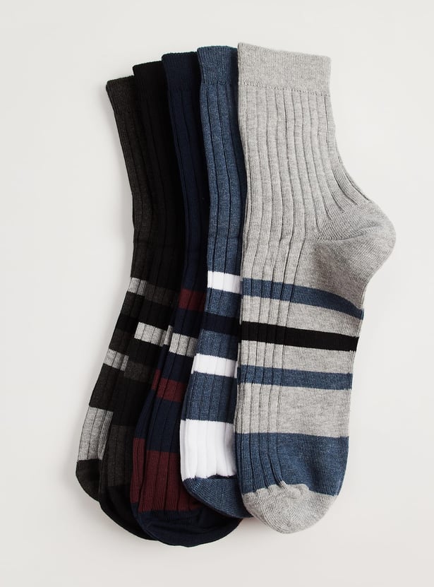 BONJOUR Striped Knit Ankle Socks - Pack of 5