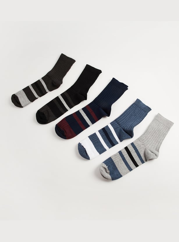 BONJOUR Striped Knit Ankle Socks - Pack of 5
