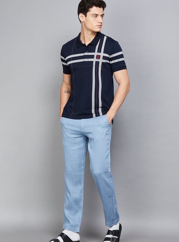 CELIO Solid Slim Straight Trousers