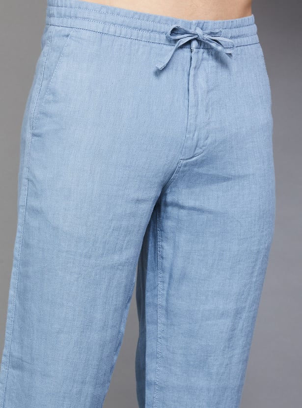 CELIO Solid Slim Straight Trousers
