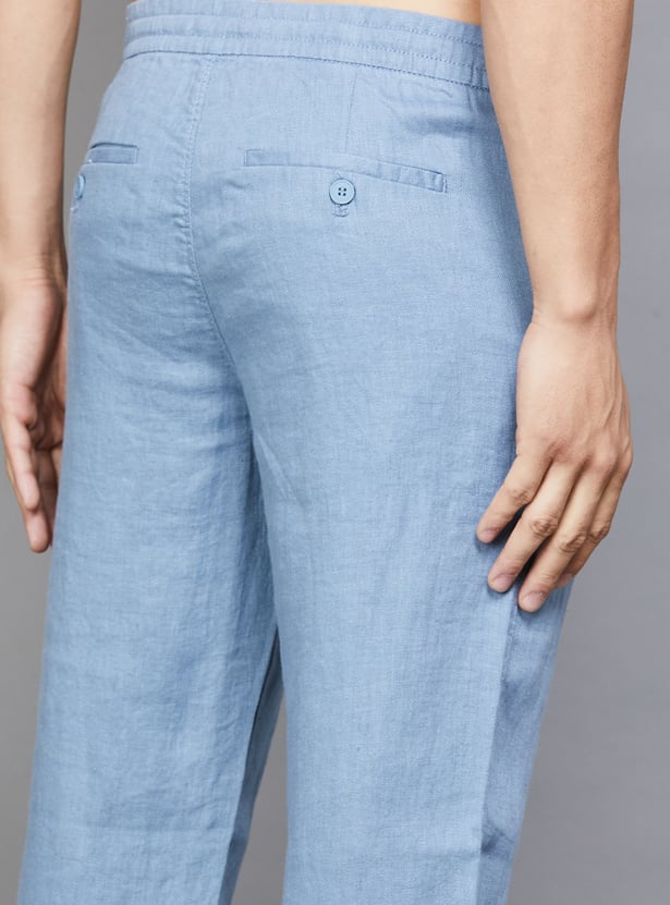 CELIO Solid Slim Straight Trousers