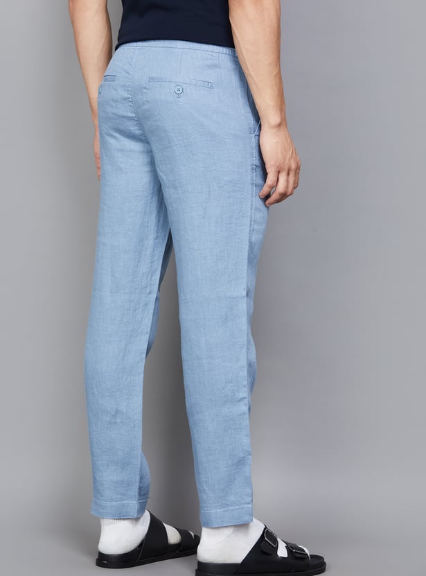 CELIO Solid Slim Straight Trousers