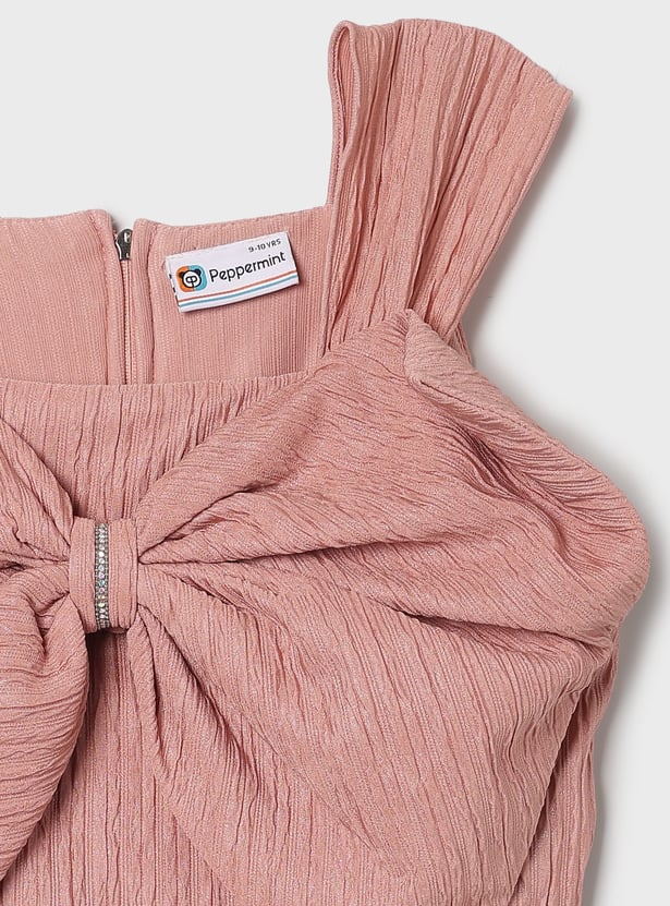 PEPPERMINT Girls Bow-Detail A-Line Dress