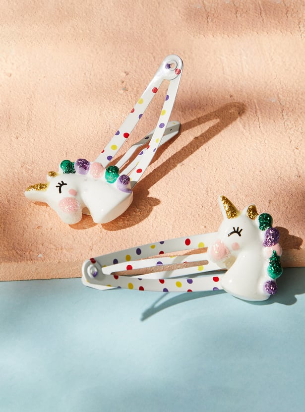 FAME FOREVER Unicorn Appliqued Hair Clips - Pack of 2