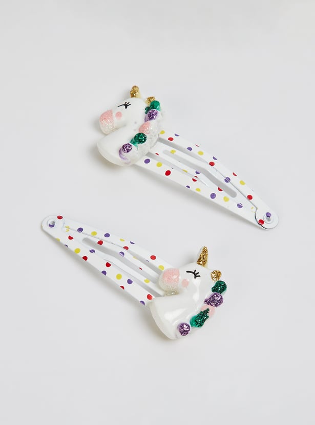 FAME FOREVER Unicorn Appliqued Hair Clips - Pack of 2