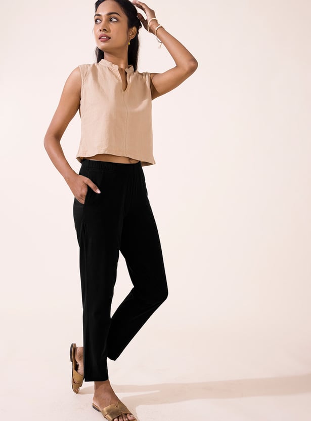 GO COLORS Solid Elasticated Leggings