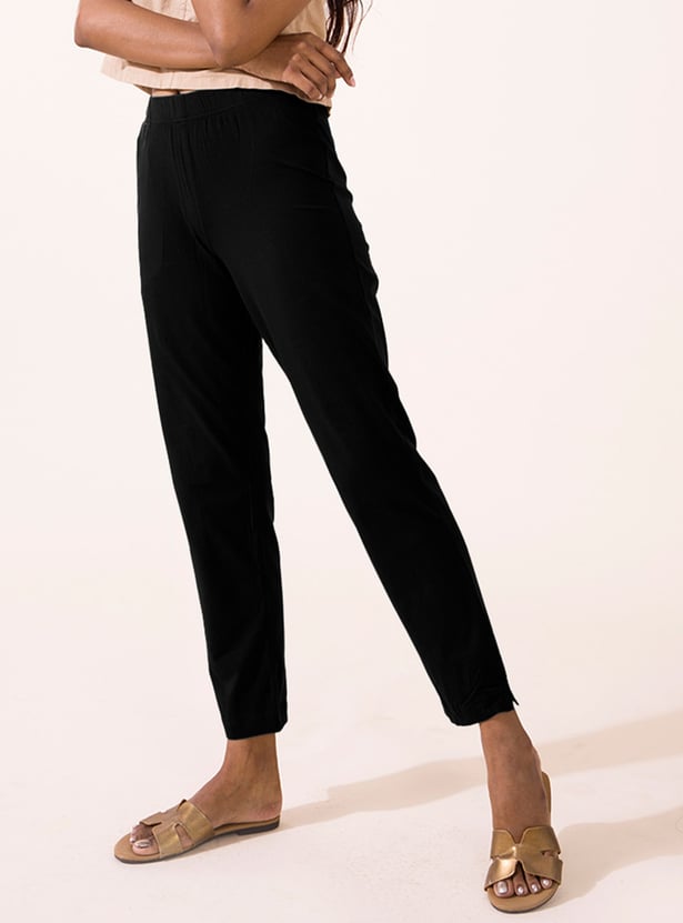 GO COLORS Solid Elasticated Leggings