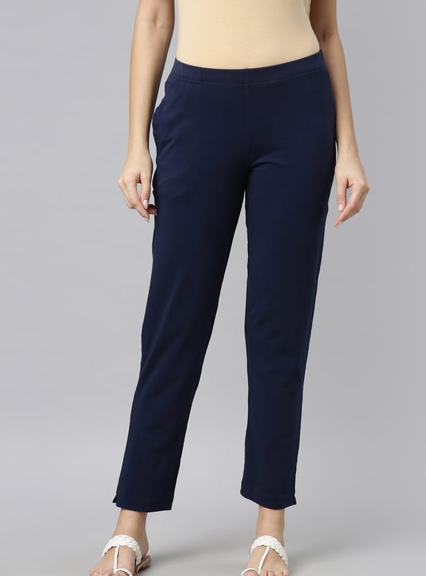 GO COLORS Solid Elasticated Leggings