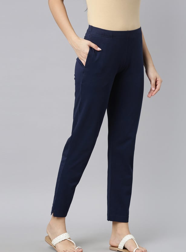 GO COLORS Solid Elasticated Leggings