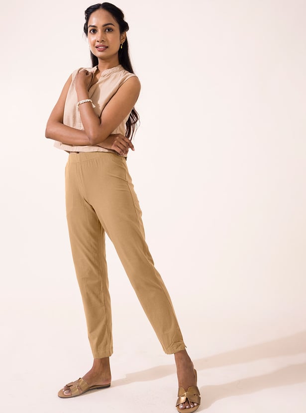 GO COLORS Solid Elasticated Leggings