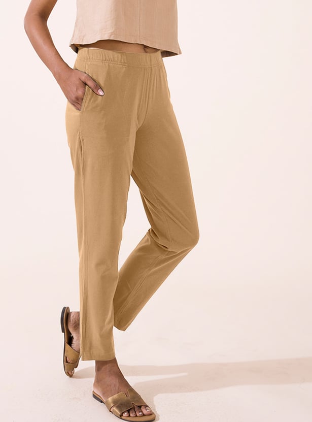 GO COLORS Solid Elasticated Leggings