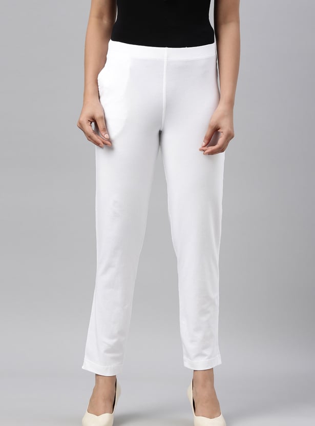GO COLORS Solid Elasticated Leggings