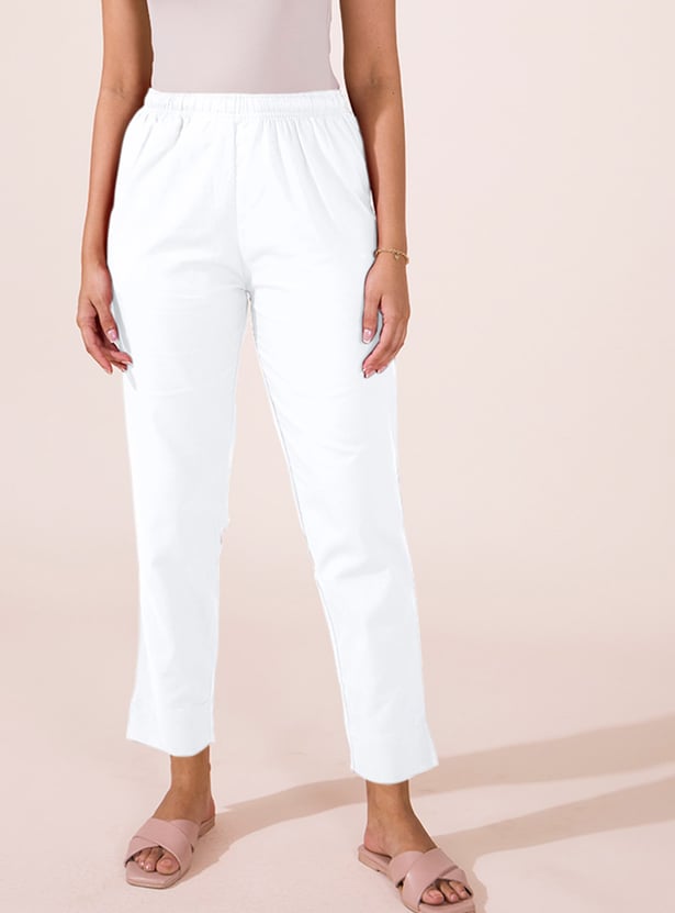 GO COLORS Solid Straight Pants