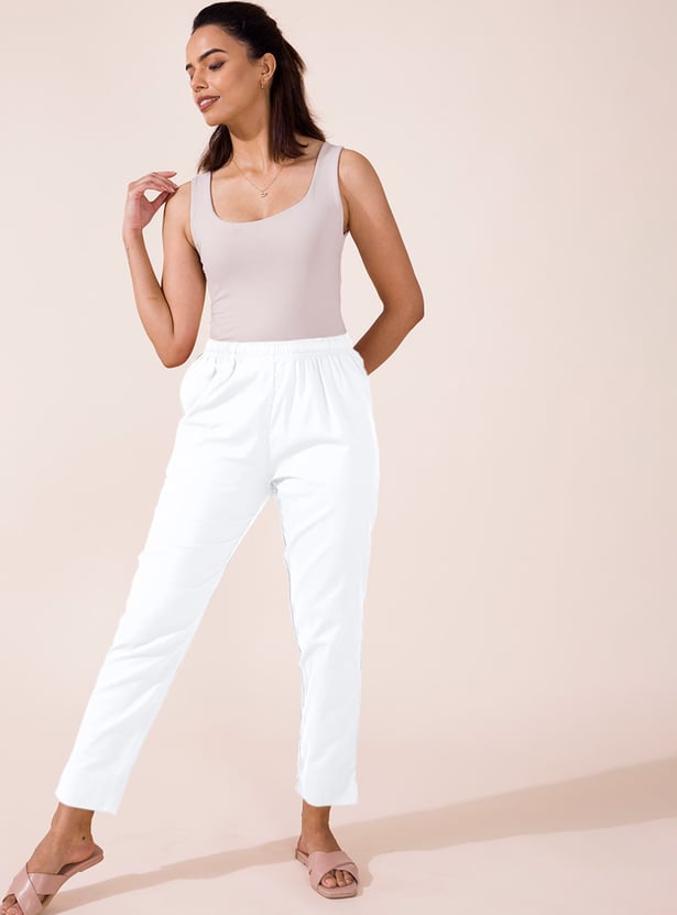 GO COLORS Solid Straight Pants