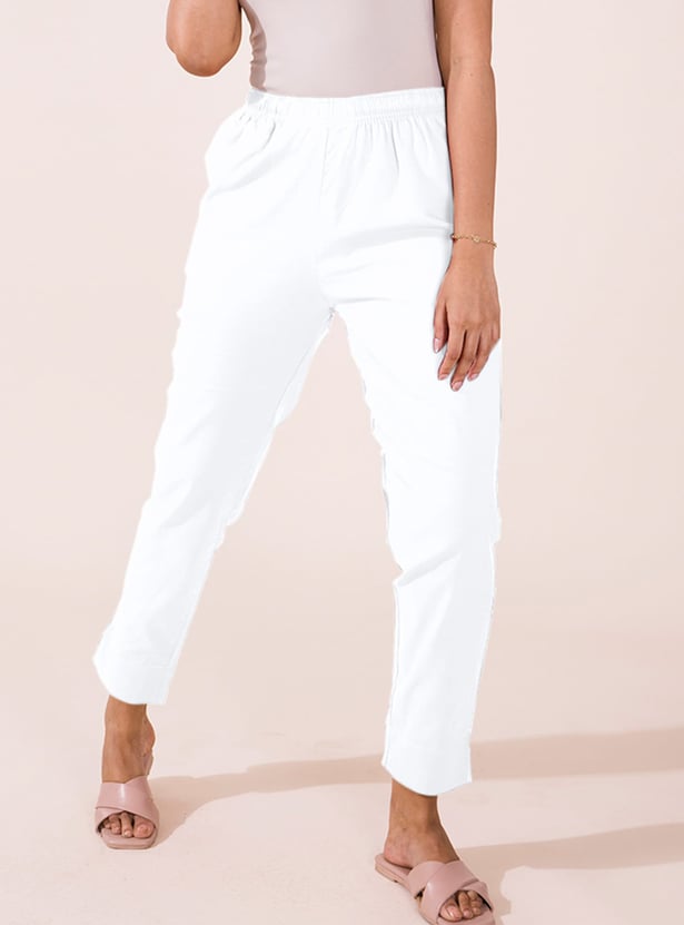 GO COLORS Solid Straight Pants
