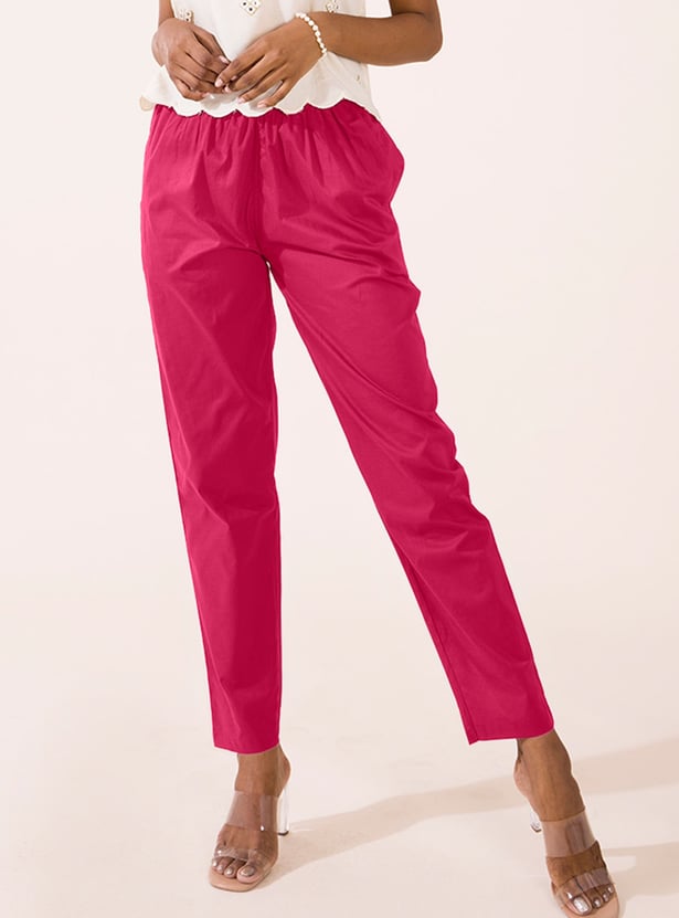 GO COLORS Solid Straight Pants