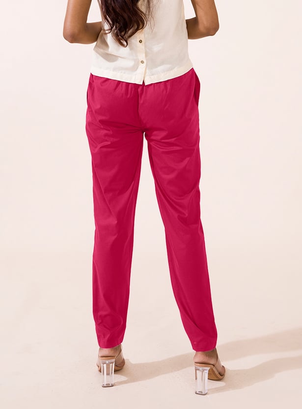 GO COLORS Solid Straight Pants