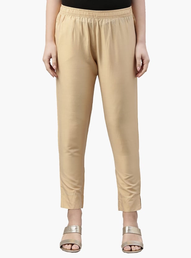 GO COLORS Solid Straight Pants