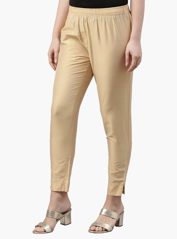 GO COLORS Solid Straight Pants