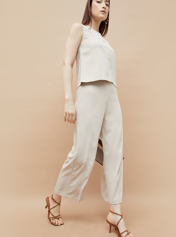 CODE Solid Wide Leg Trousers