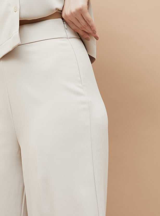 CODE Solid Wide Leg Trousers